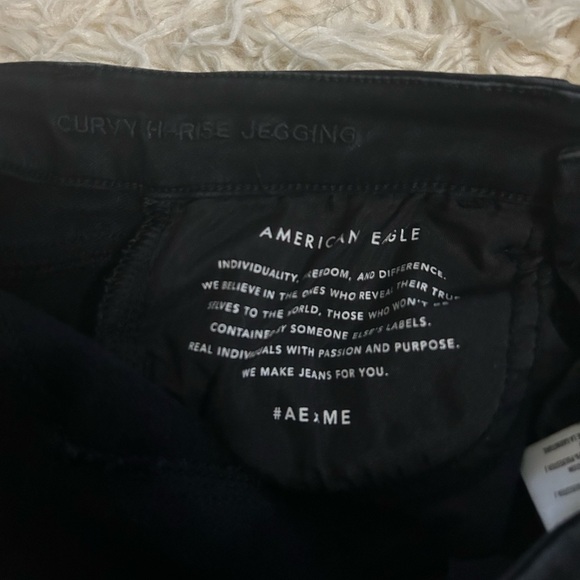 American Eagle Black Denim Distressed Jeans, Curvy High Rise, High Waisted - Picture 9 of 9